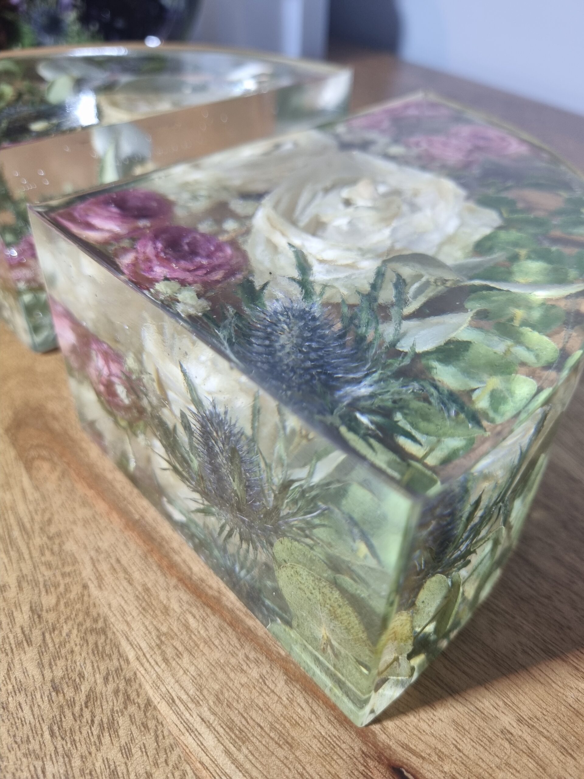 Resin Floral Preservation Bookend