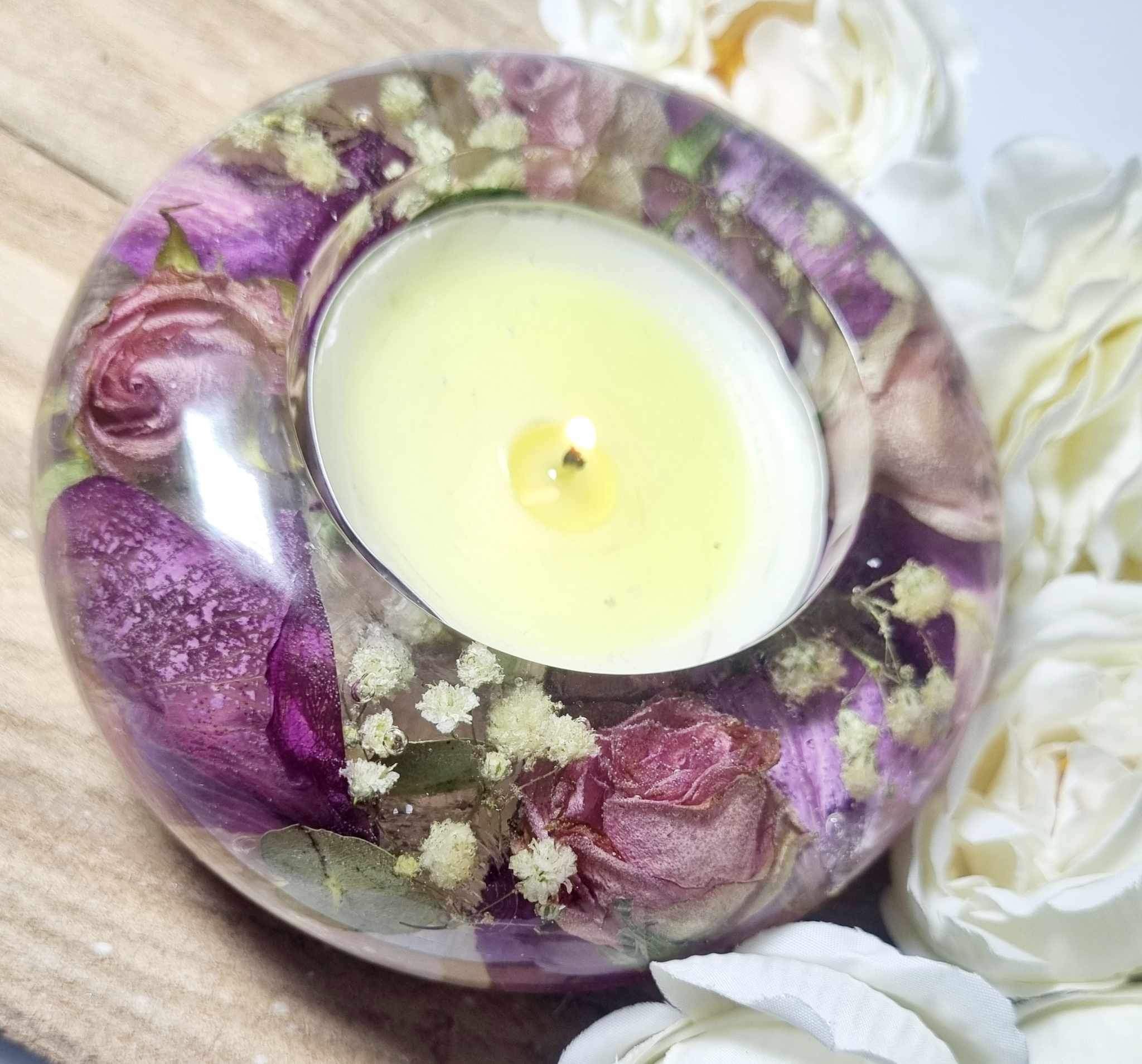Resin Floral Tealight Holder - Image 2
