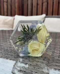 Small Hexagon Resin keepsake | Flower Preservation