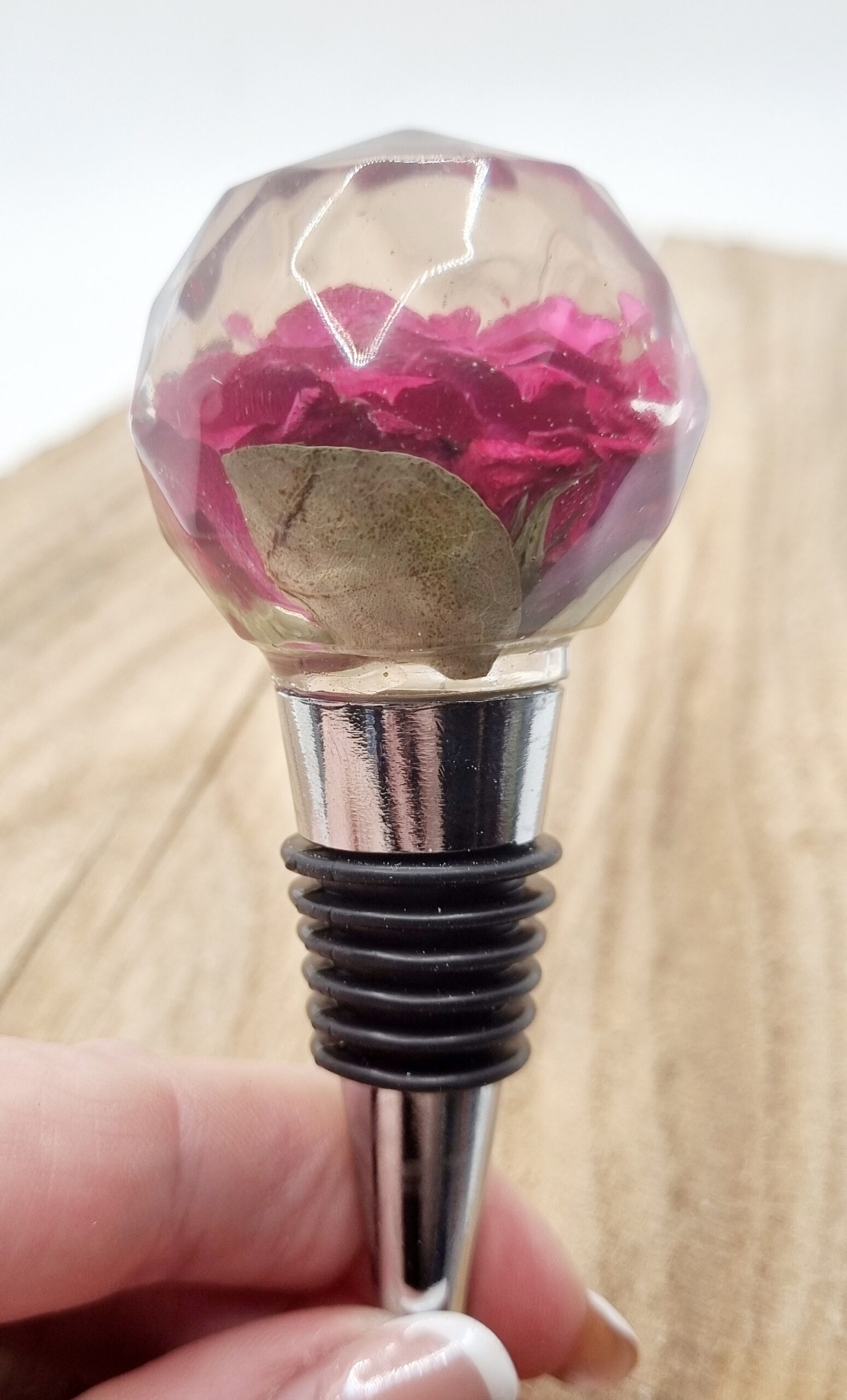 Custom Resin Bottle Stopper with Preserved Flowers - Image 5
