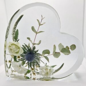 20cm Heart Block made with Memorial Flowers | ResinIt