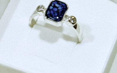 Caroline Emerald Cut ring with Ashes