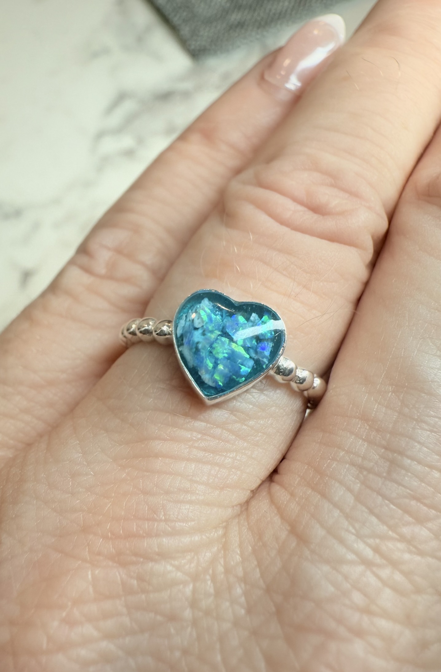 Sterling Silver Heart Bobble Ring